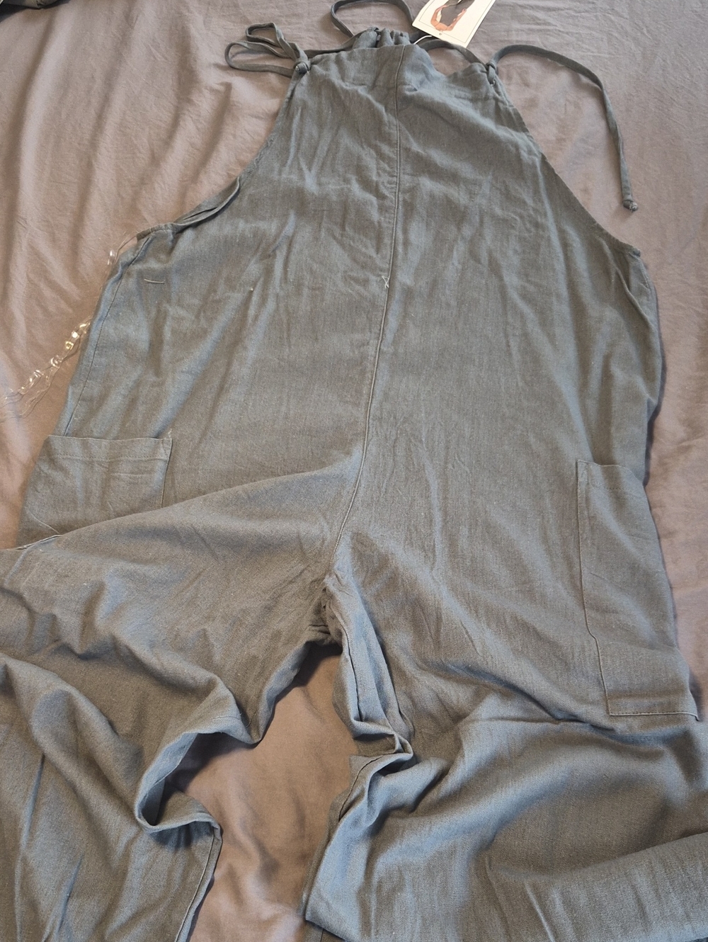 Vanilla Star Gray Tie-Strap Jumpsuit